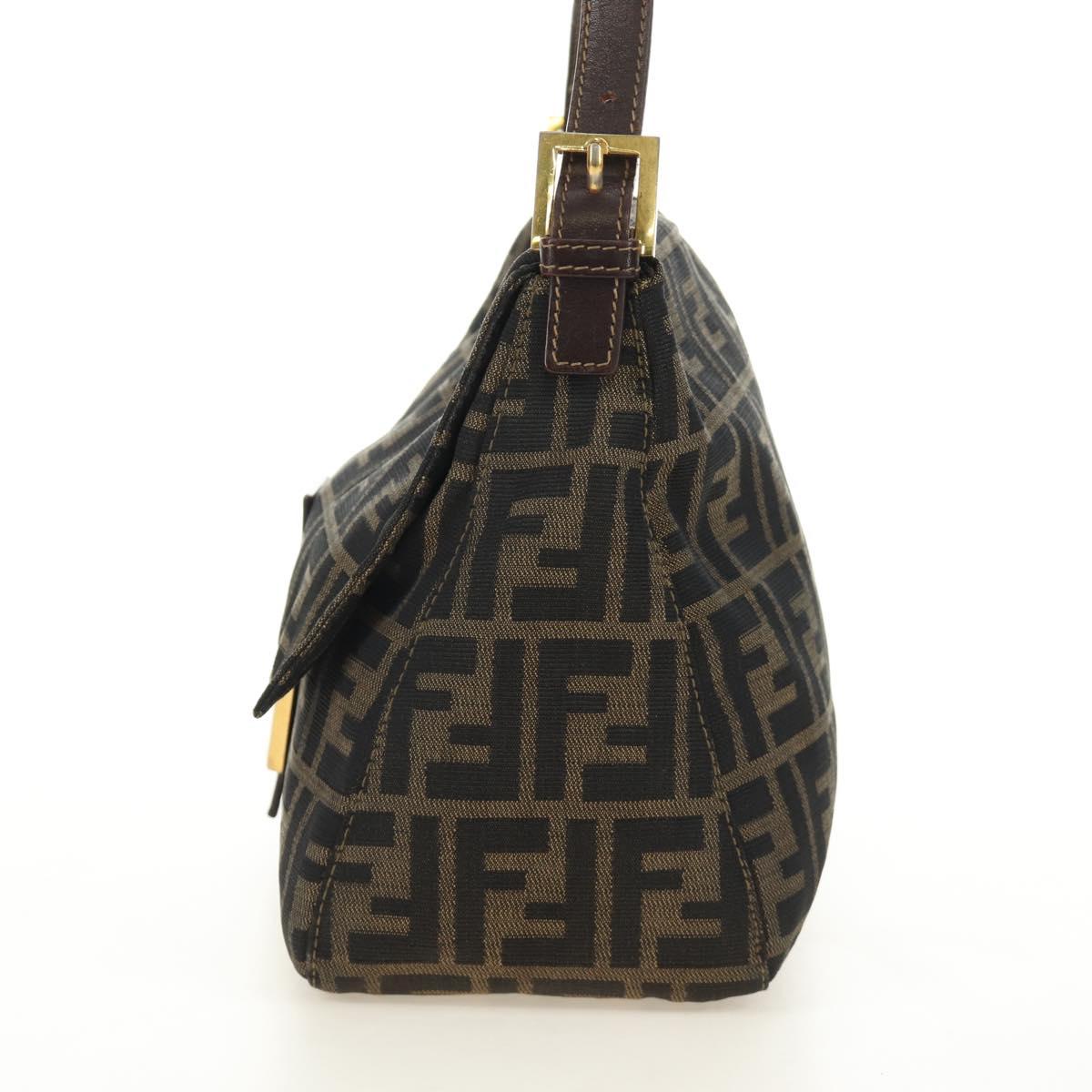FENDI Zucca Canvas Mamma Baguette Shoulder Bag Black Brown Auth 186461V - Jerrillo image 3