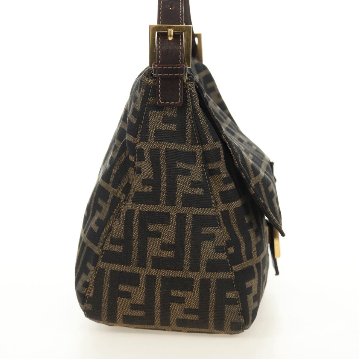 FENDI Zucca Canvas Mamma Baguette Shoulder Bag Black Brown Auth 186461V - Jerrillo image 4