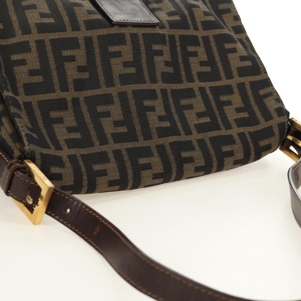 FENDI Zucca Canvas Mamma Baguette Shoulder Bag Black Brown Auth 186461V - Jerrillo image 6