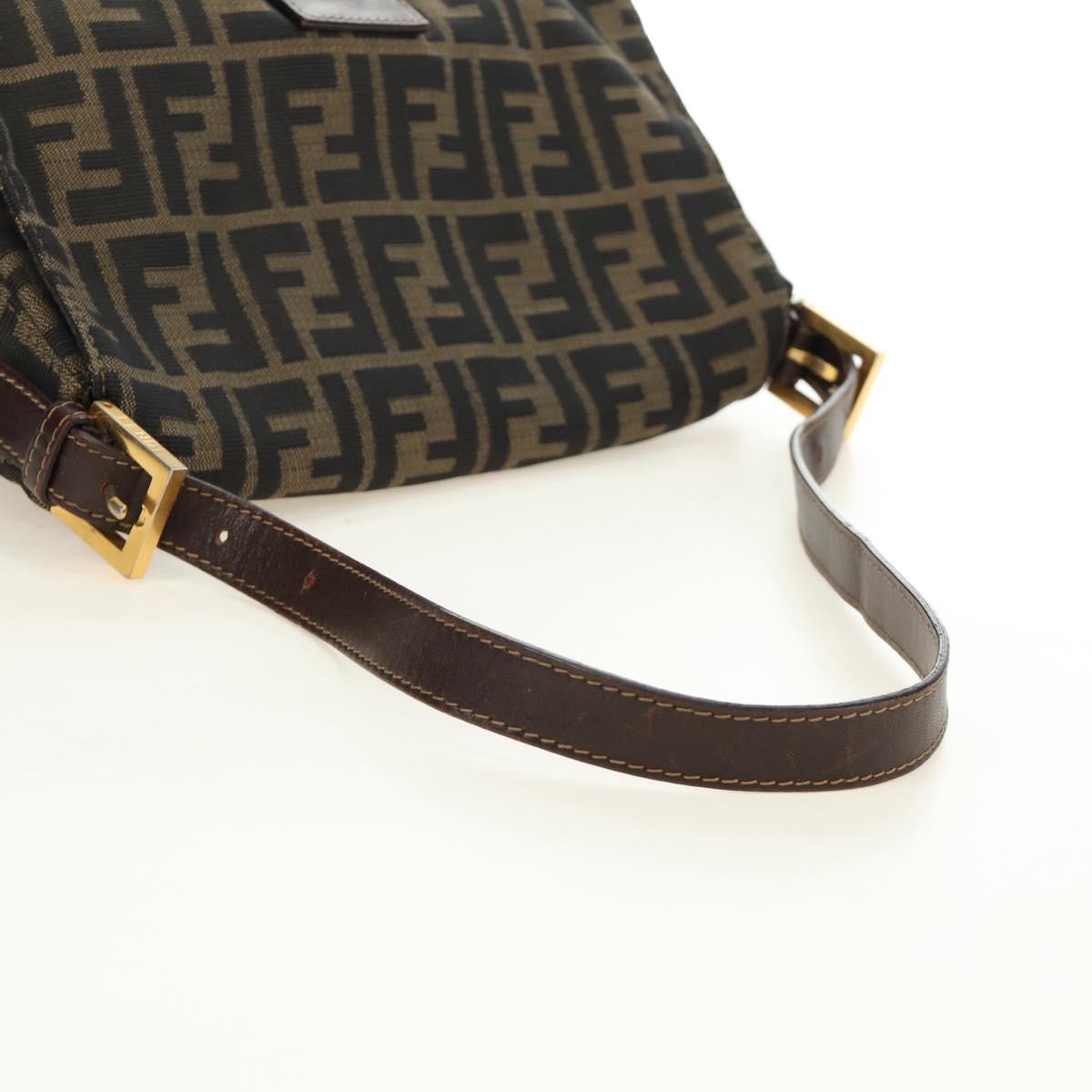 FENDI Zucca Canvas Mamma Baguette Shoulder Bag Black Brown Auth 186461V - Jerrillo image 7