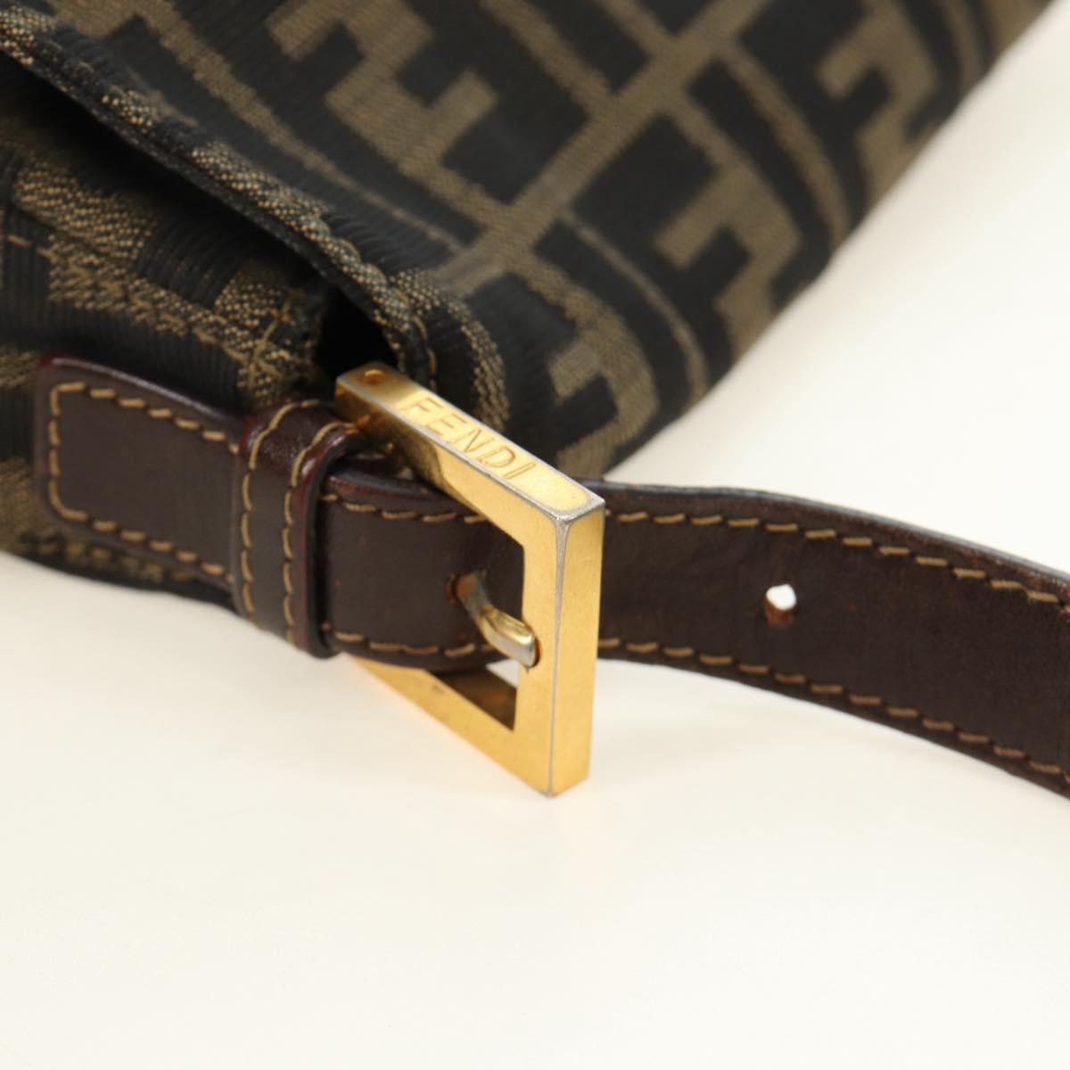 FENDI Zucca Canvas Mamma Baguette Shoulder Bag Black Brown Auth 186461V - Jerrillo image 8