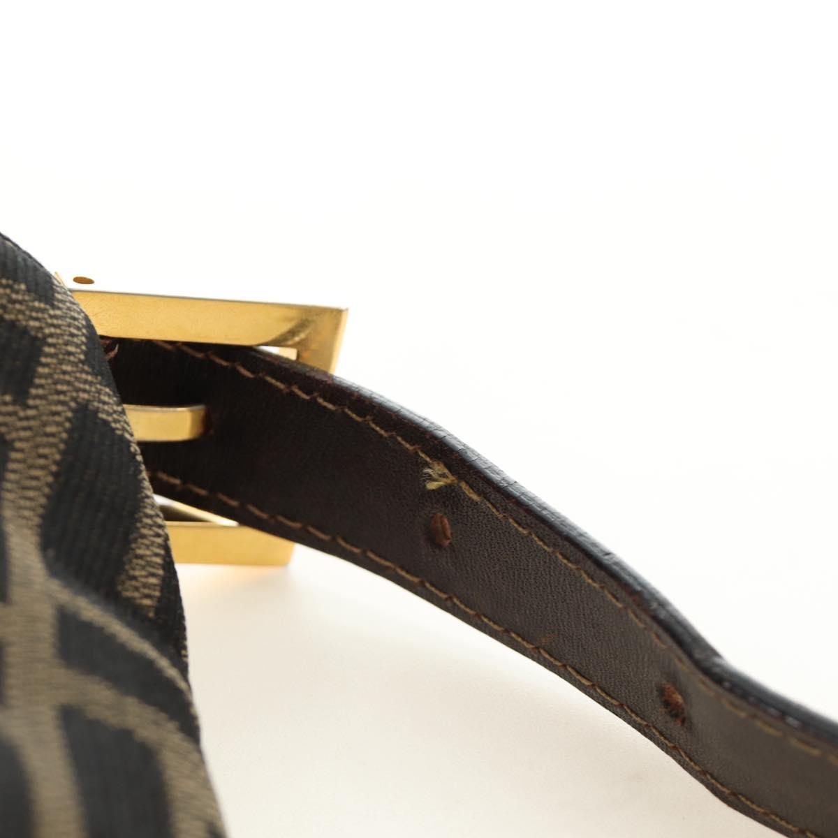 FENDI Zucca Canvas Mamma Baguette Shoulder Bag Black Brown Auth 186461V - Jerrillo image 9