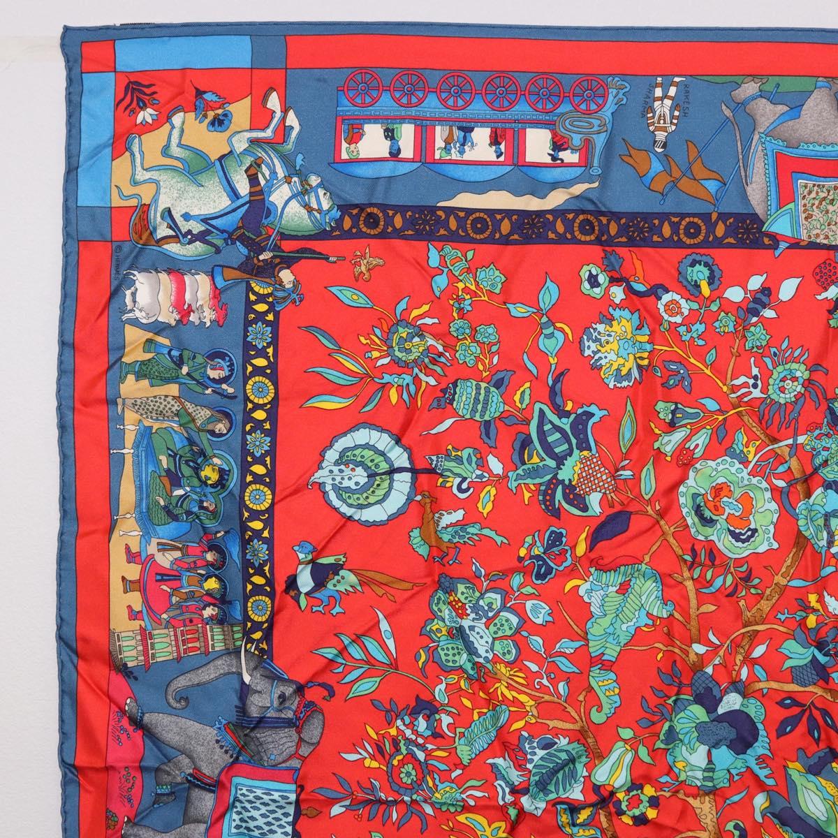 HERMES Carre 90 Scarf "fantaisies indiennes" Silk Red Auth 186543 - Jerrillo image 2