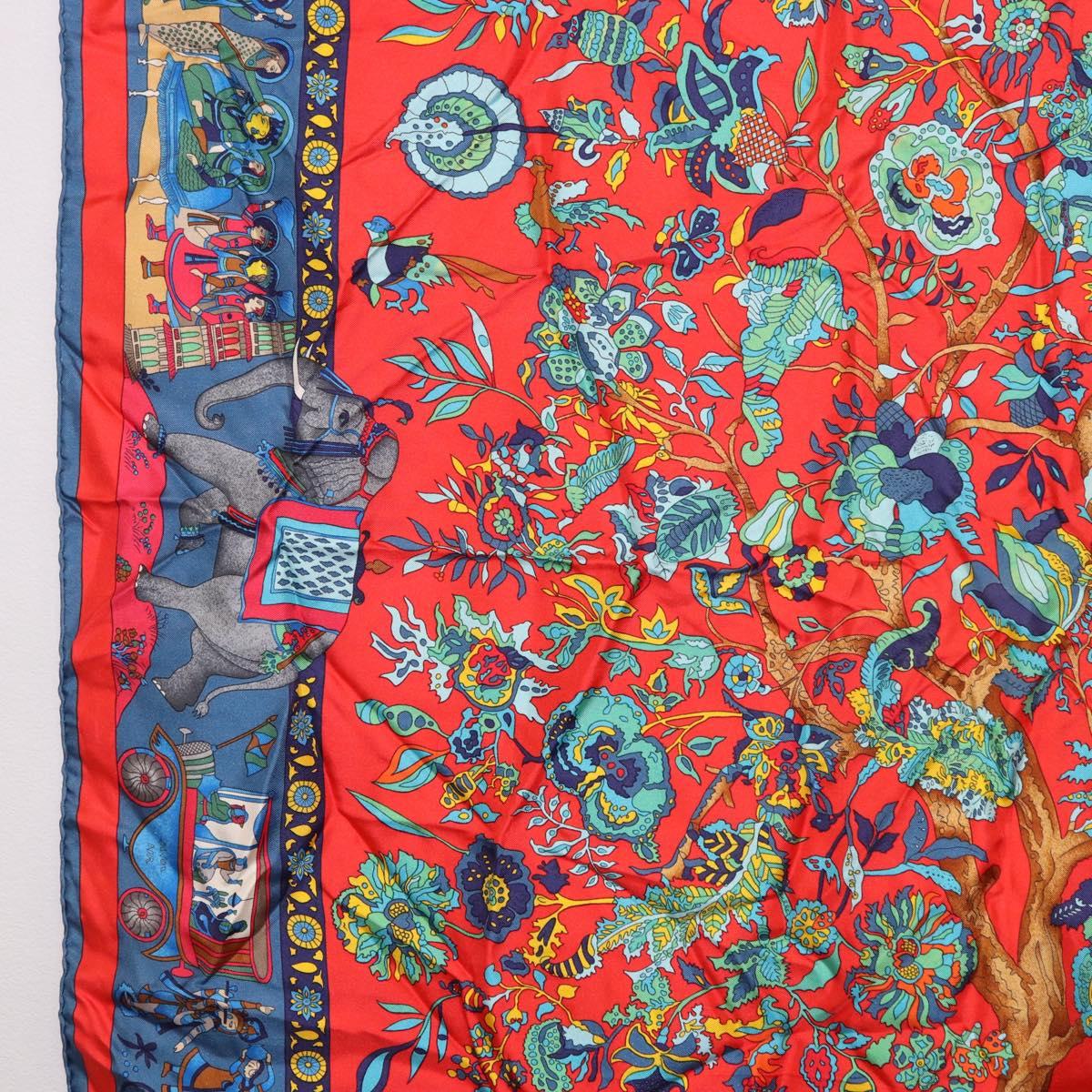 HERMES Carre 90 Scarf "fantaisies indiennes" Silk Red Auth 186543 - Jerrillo image 5