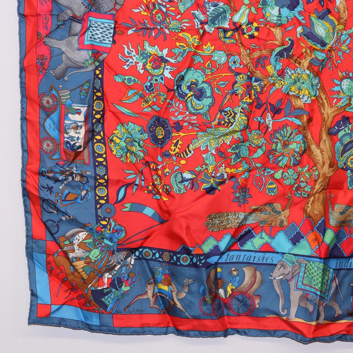 HERMES Carre 90 Scarf "fantaisies indiennes" Silk Red Auth 186543 - Jerrillo image 8