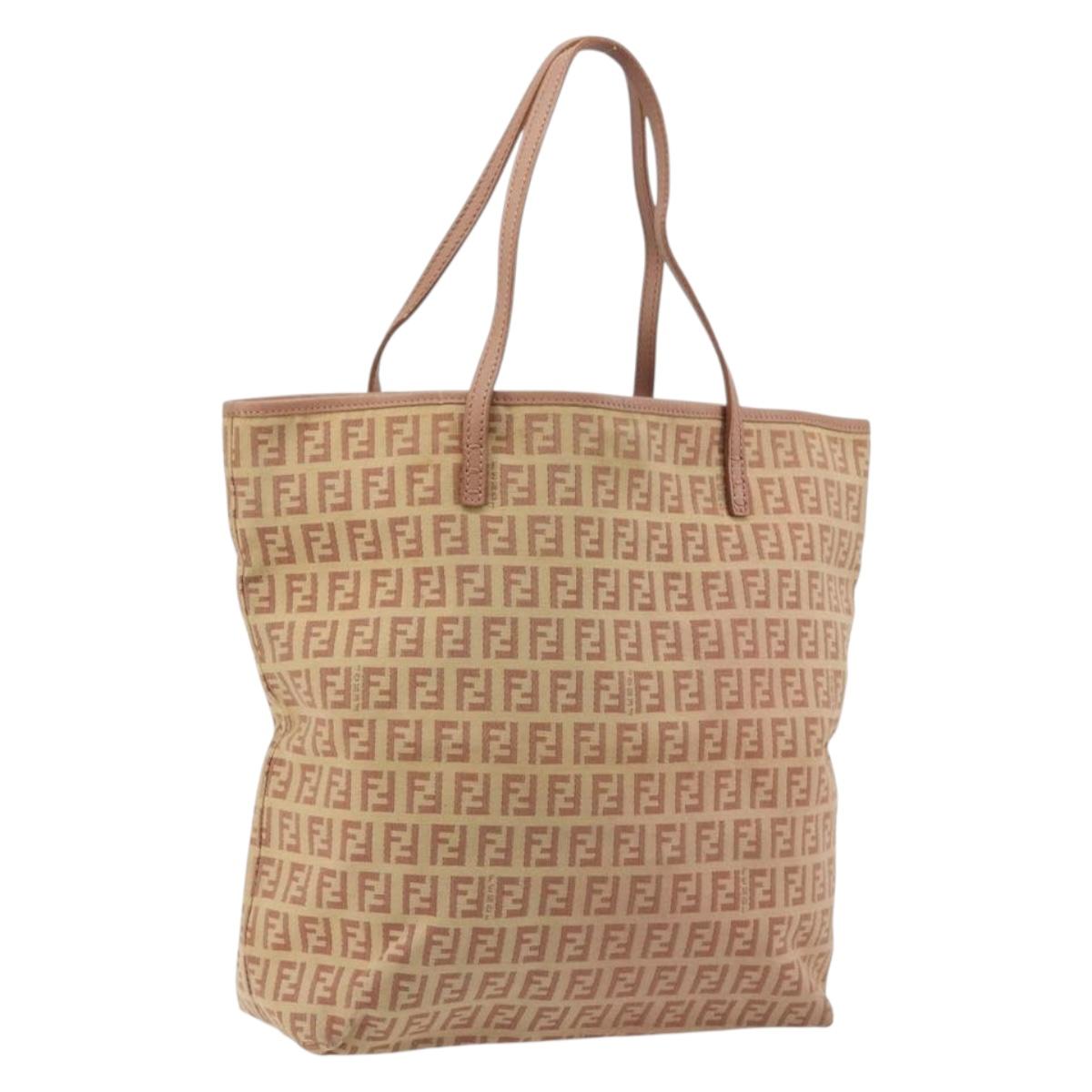 FENDI Zucchino Canvas Tote Bag Pink Silver Auth 186565 – Jerrillo