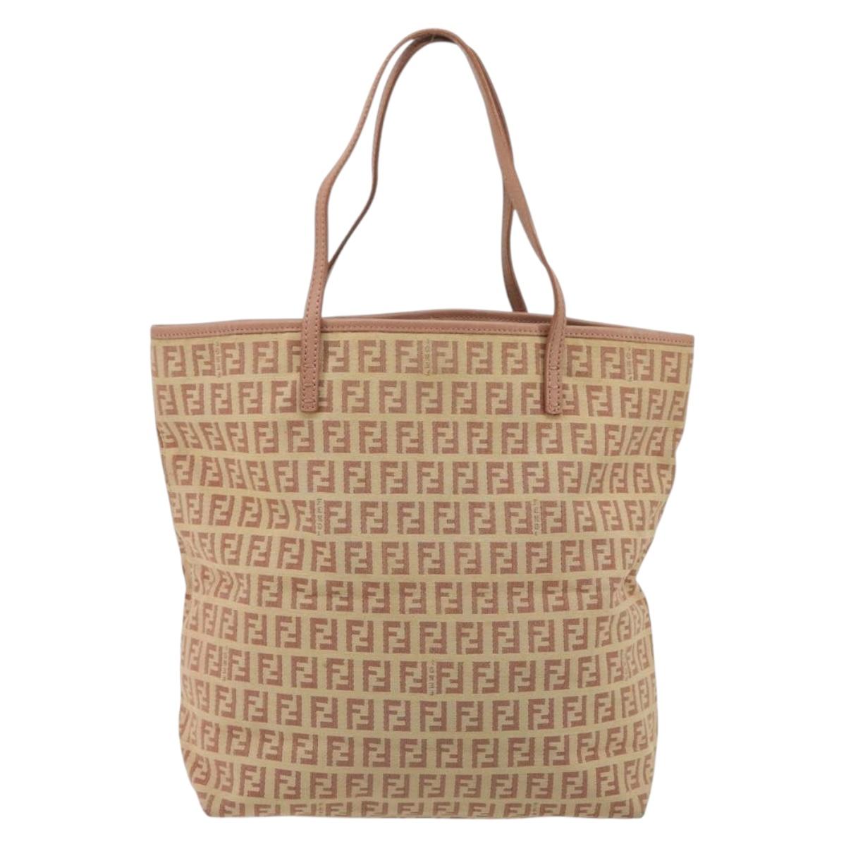 FENDI Zucchino Canvas Tote Bag Pink Silver Auth 186565 - Jerrillo image 2