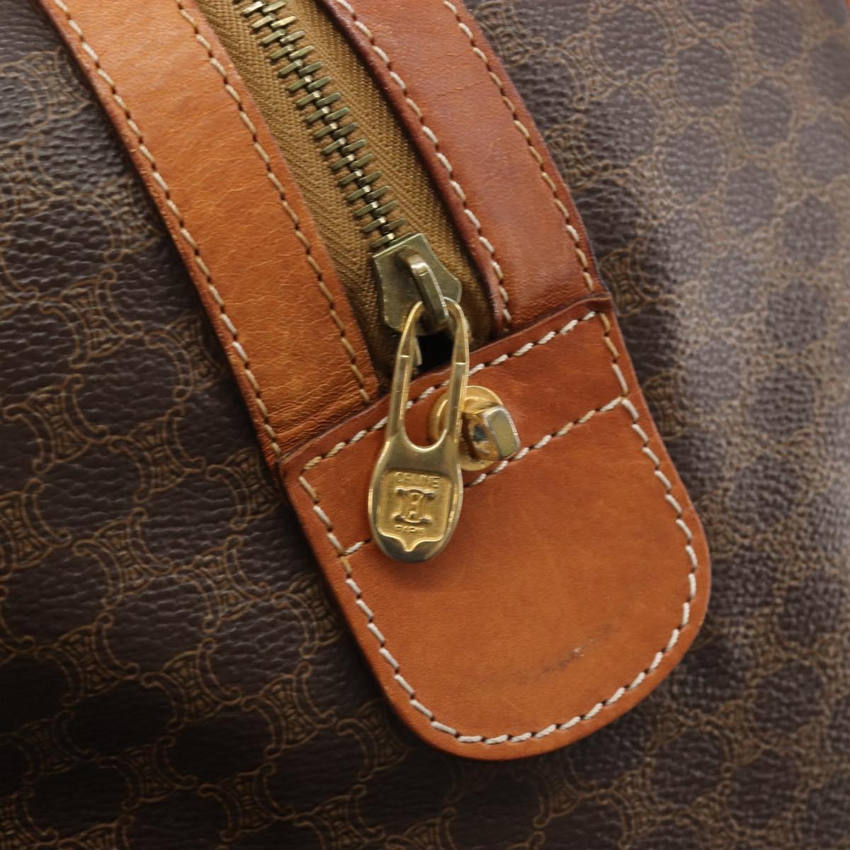 CELINE Macadam Canvas Boston Bag PVC Leather Brown Gold Auth 186569 - Jerrillo image 10