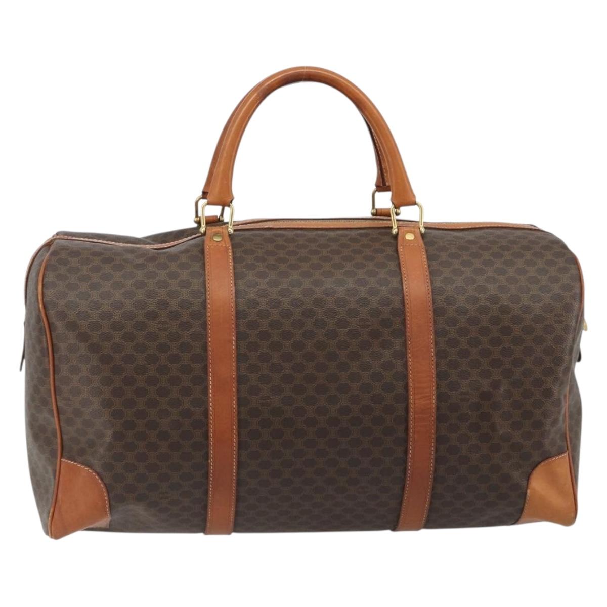 CELINE Macadam Canvas Boston Bag PVC Leather Brown Gold Auth 186569 - Jerrillo image 2