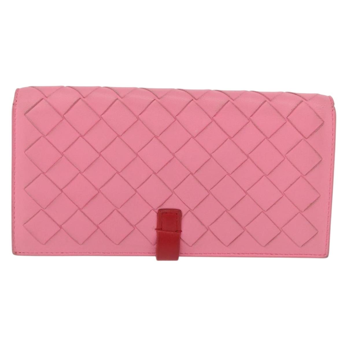 BOTTEGA VENETA INTRECCIATO Long Wallet Leather Pink Auth 186599A - Jerrillo image 2