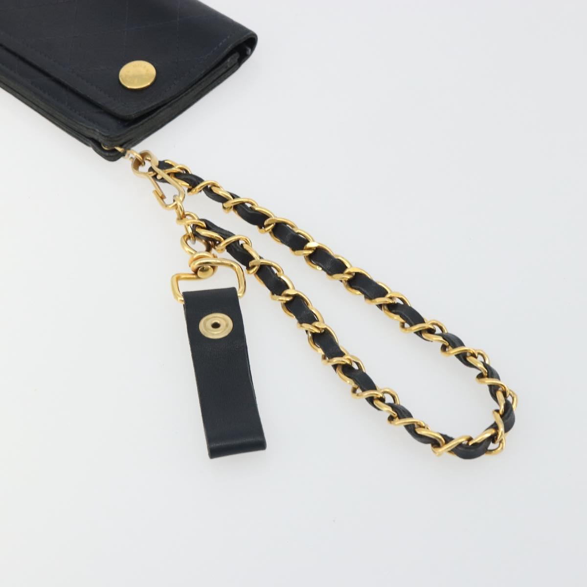 CHANEL Matelasse Chain Wallet Leather Black Gold CC Auth 186602A - Jerrillo image 8
