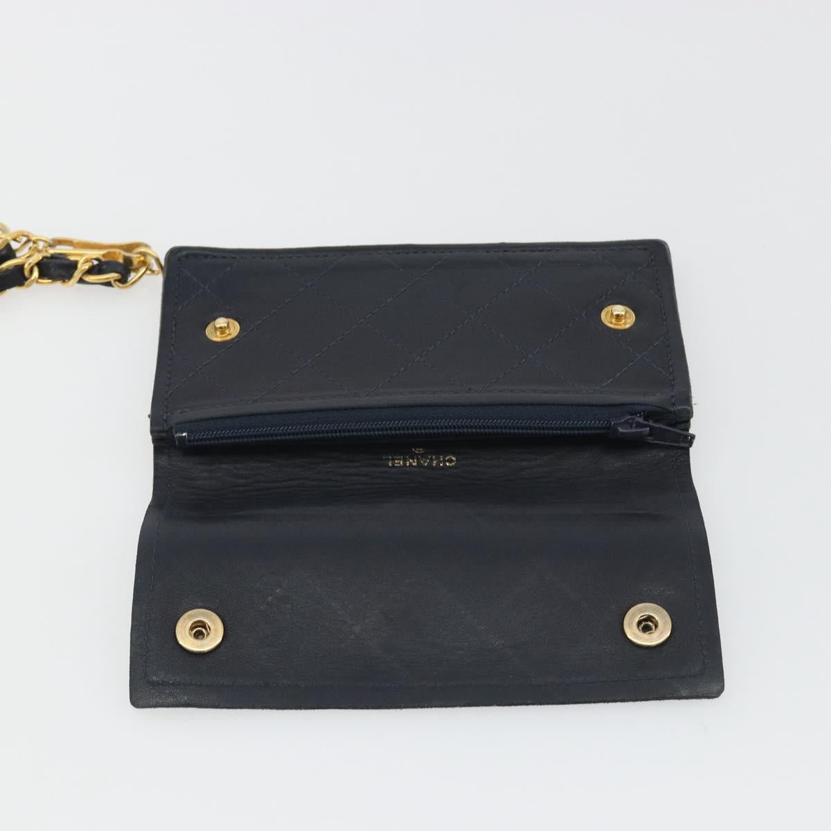 CHANEL Matelasse Chain Wallet Leather Black Gold CC Auth 186602A - Jerrillo image 9