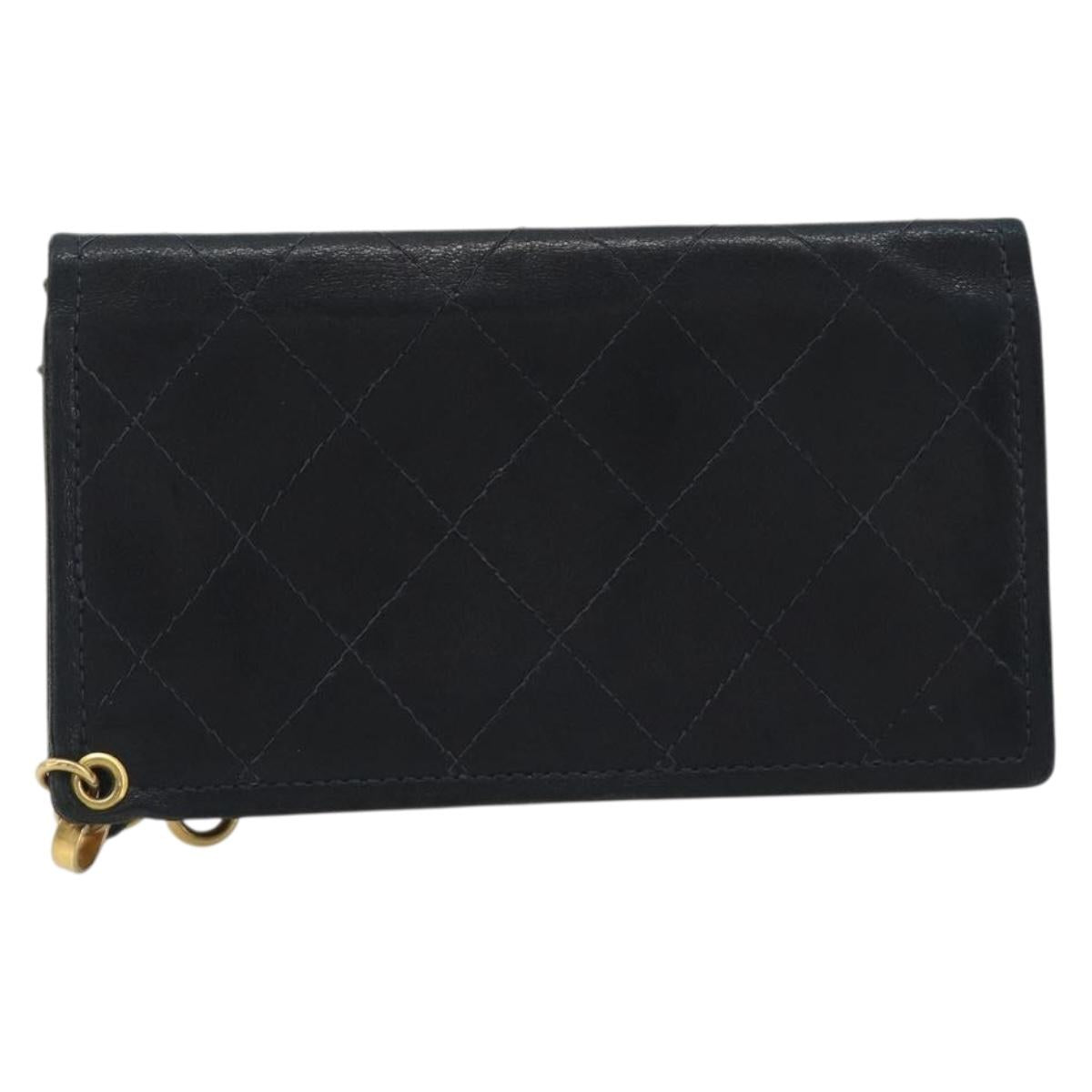 CHANEL Matelasse Chain Wallet Leather Black Gold CC Auth 186602A - Jerrillo image 2