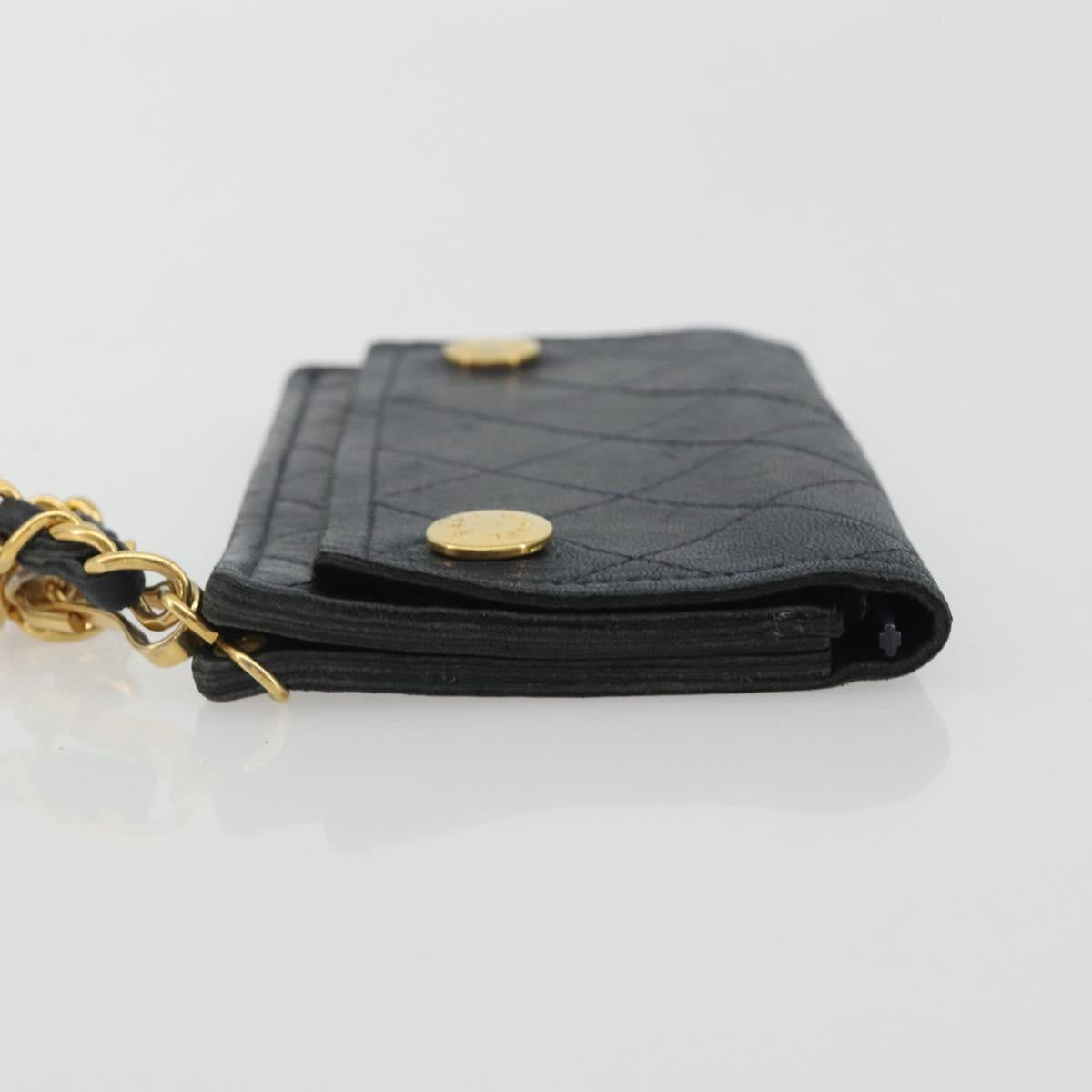 CHANEL Matelasse Chain Wallet Leather Black Gold CC Auth 186602A - Jerrillo image 3