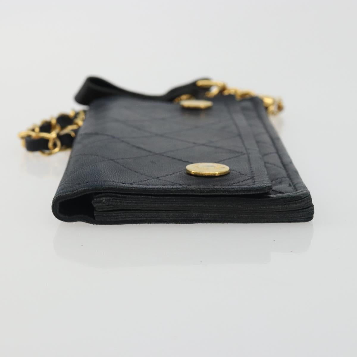 CHANEL Matelasse Chain Wallet Leather Black Gold CC Auth 186602A - Jerrillo image 4