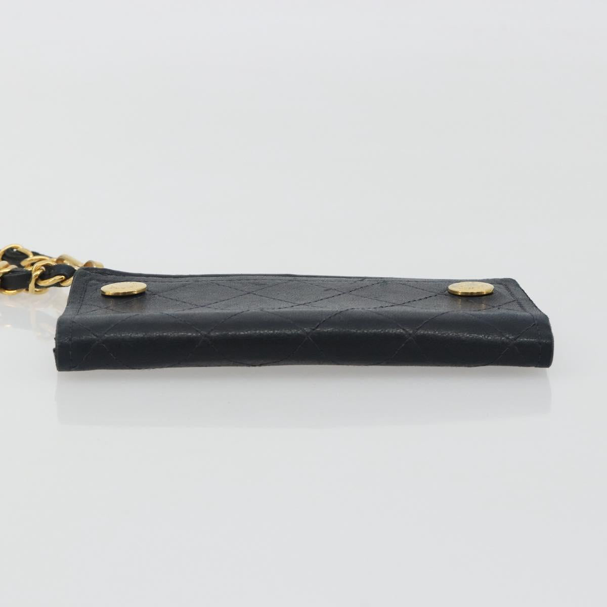 CHANEL Matelasse Chain Wallet Leather Black Gold CC Auth 186602A - Jerrillo image 5