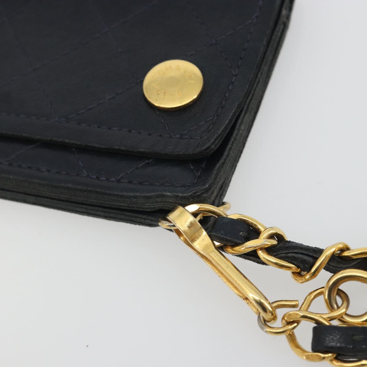 CHANEL Matelasse Chain Wallet Leather Black Gold CC Auth 186602A - Jerrillo image 7