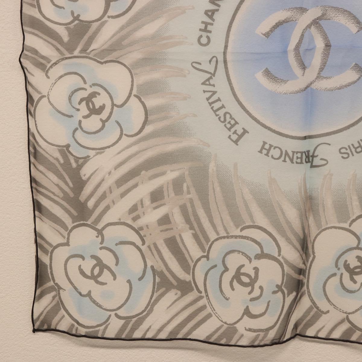 CHANEL Scarf Silk Gray CC Auth 186611A - Jerrillo image 4
