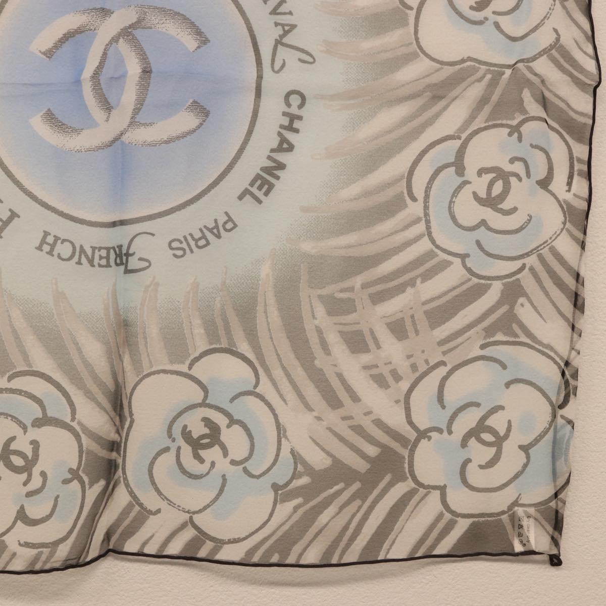 CHANEL Scarf Silk Gray CC Auth 186611A - Jerrillo image 5