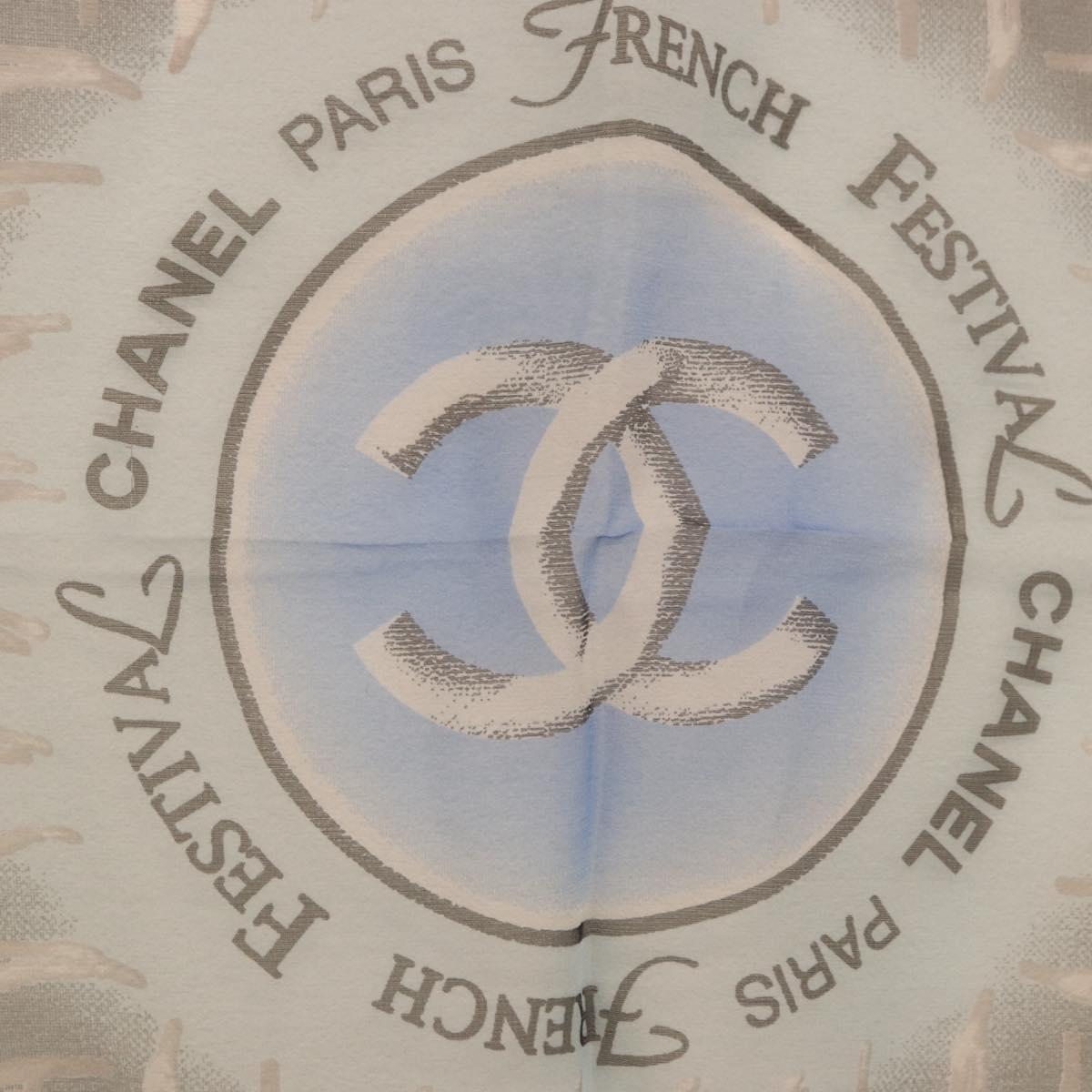 CHANEL Scarf Silk Gray CC Auth 186611A - Jerrillo image 6