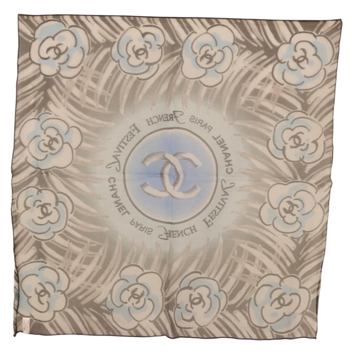 CHANEL Scarf Silk Gray CC Auth 186611A - Jerrillo image 7