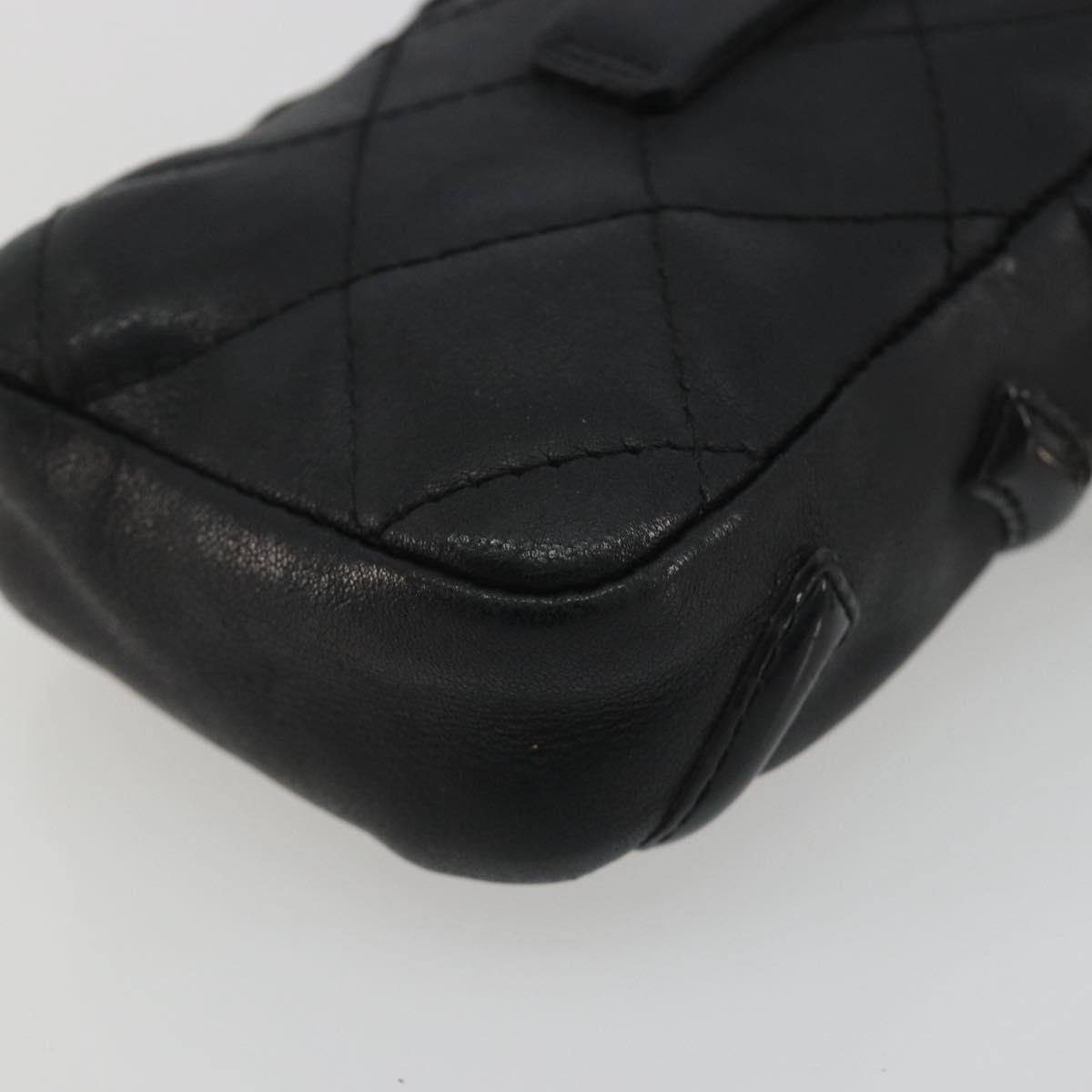 CHANEL Matelasse Cambon Line Pouch Lamb Skin Black CC Auth 186655 - Jerrillo image 10