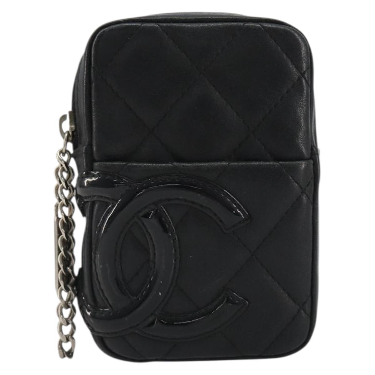 CHANEL Matelasse Cambon Line Pouch Lamb Skin Black CC Auth 186655 - Jerrillo image 2