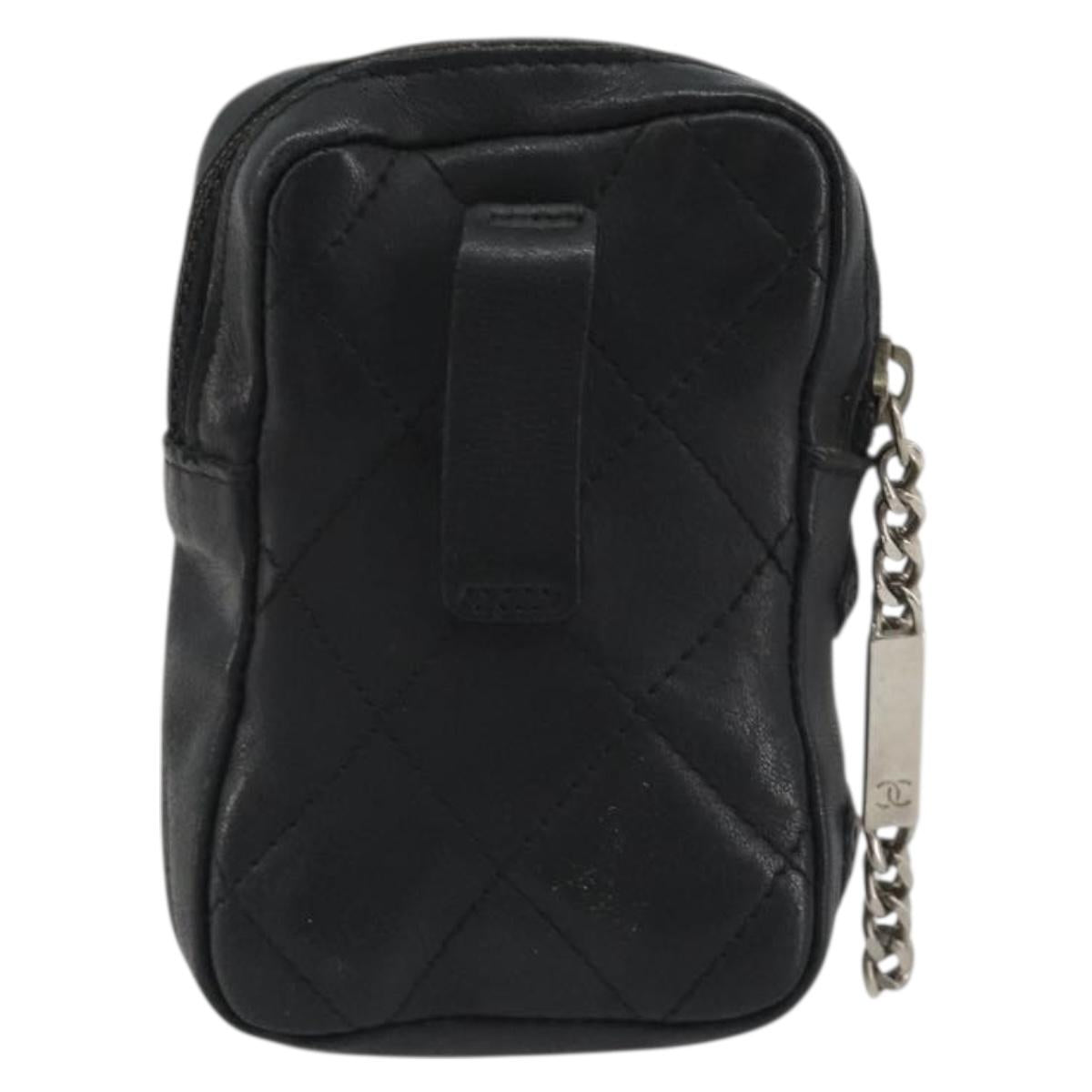 CHANEL Matelasse Cambon Line Pouch Lamb Skin Black CC Auth 186655 - Jerrillo image 3