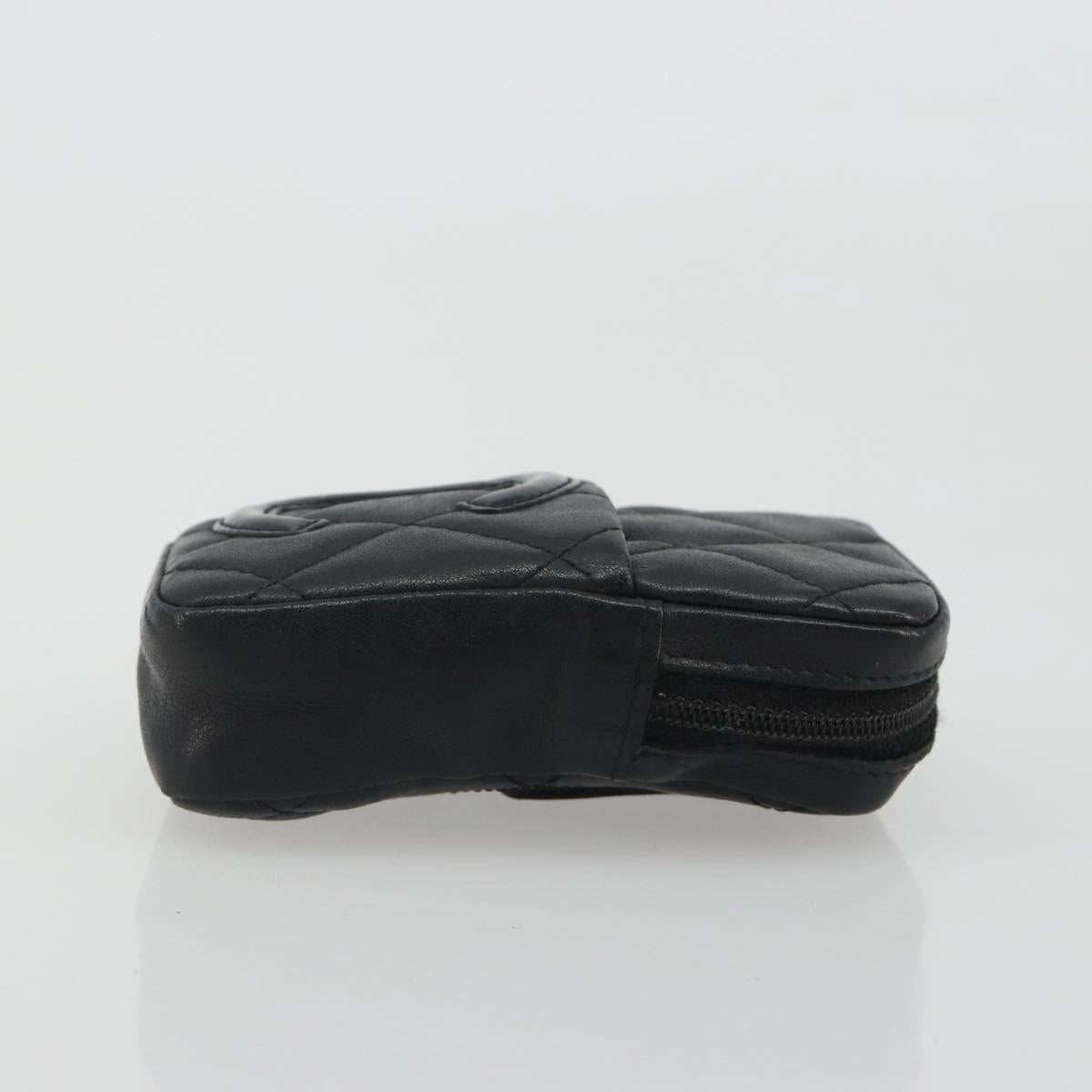 CHANEL Matelasse Cambon Line Pouch Lamb Skin Black CC Auth 186655 - Jerrillo image 4