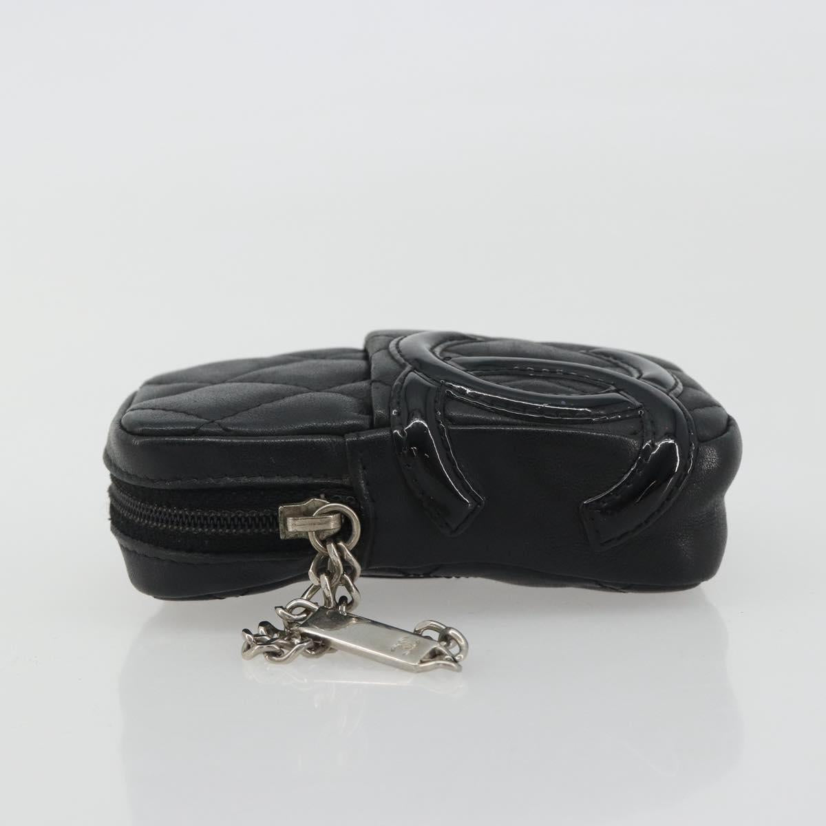 CHANEL Matelasse Cambon Line Pouch Lamb Skin Black CC Auth 186655 - Jerrillo image 5