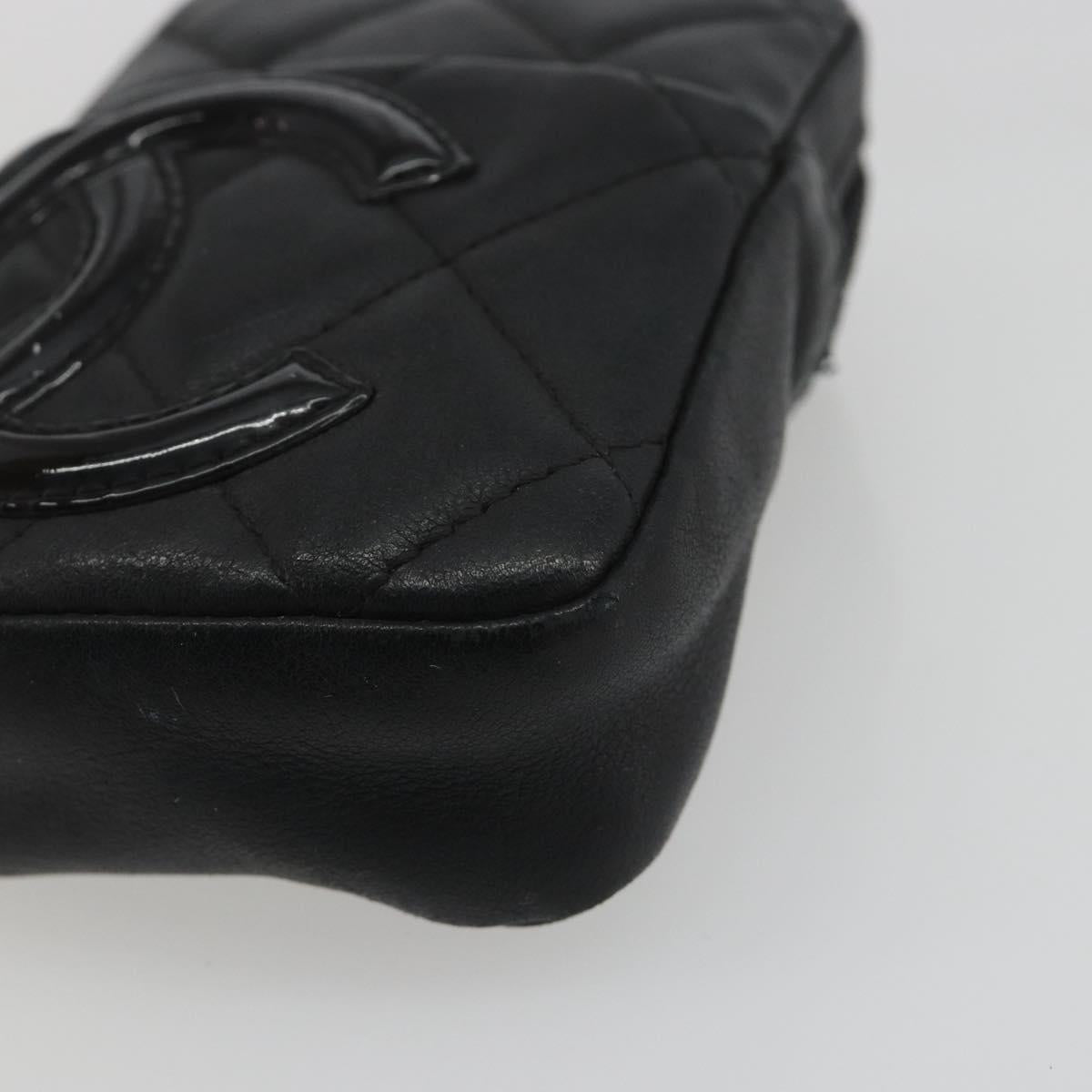 CHANEL Matelasse Cambon Line Pouch Lamb Skin Black CC Auth 186655 - Jerrillo image 8