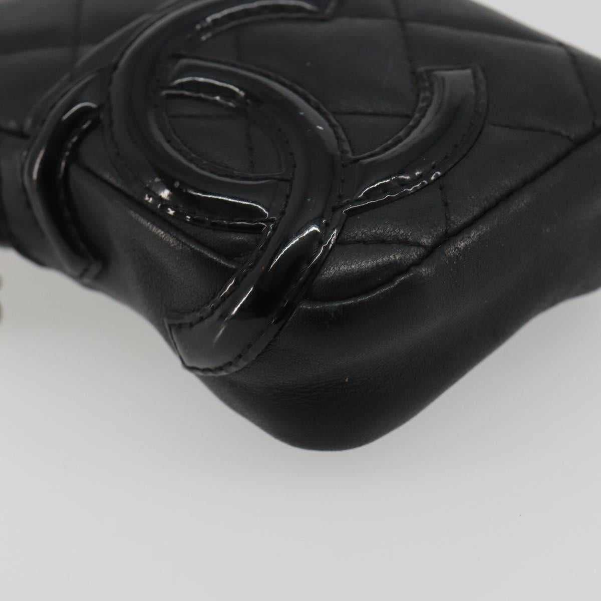 CHANEL Matelasse Cambon Line Pouch Lamb Skin Black CC Auth 186655 - Jerrillo image 9