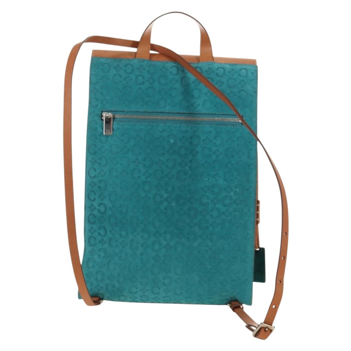 CELINE C Macadam Canvas Backpack Silver Turquoise Blue Auth 186708V - Jerrillo image 2