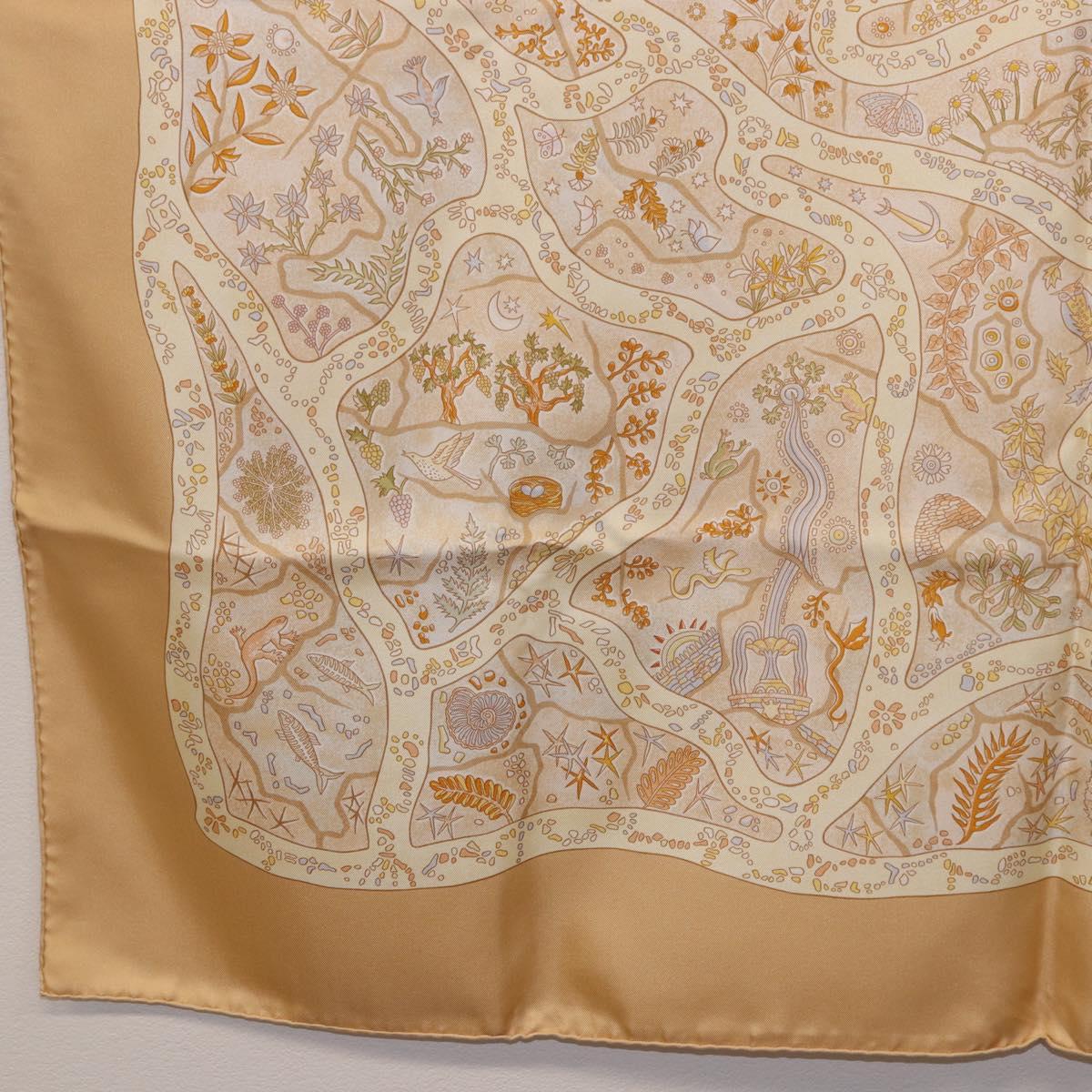 HERMES Carre 90 Scarf "Chemins de Garrigue" Silk Beige Yellow Auth 186915M - Jerrillo image 8