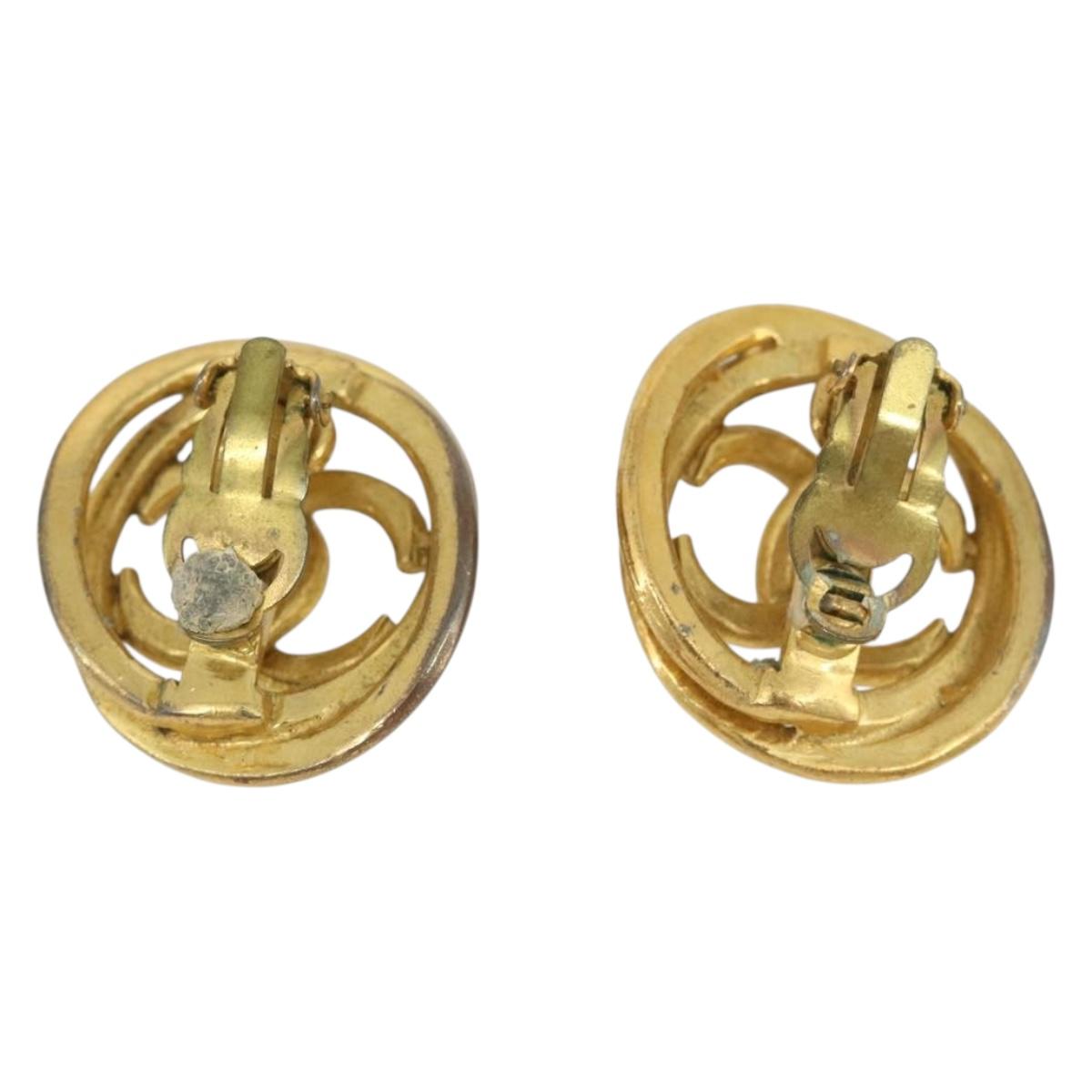 CHANEL COCO Mark Earring Metal Gold CC Auth 186930 - Jerrillo image 3
