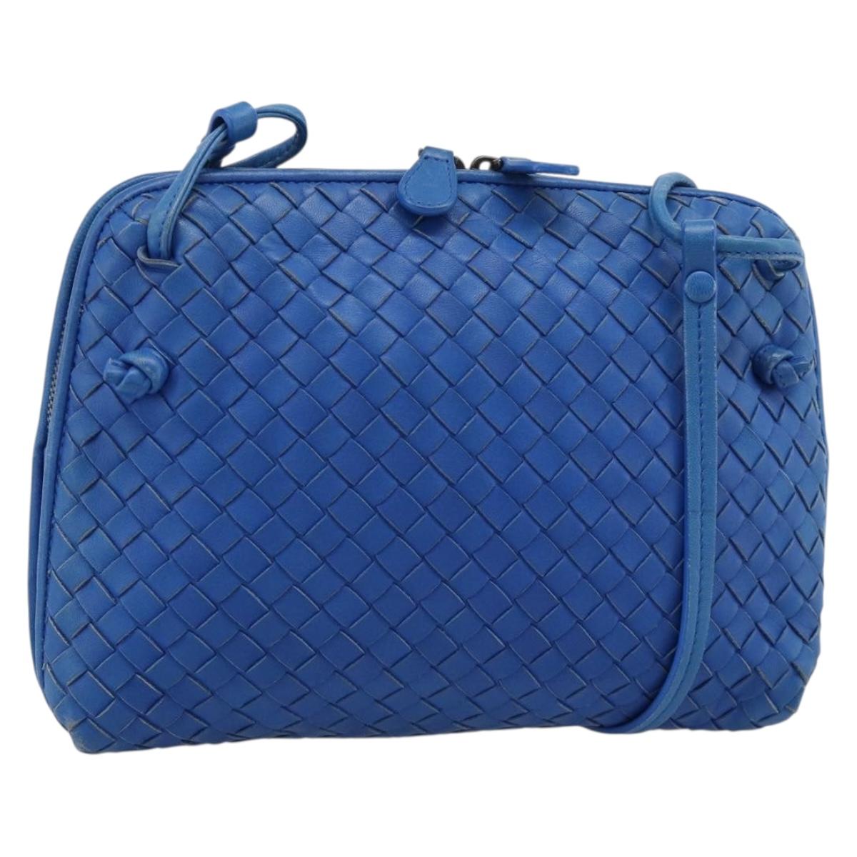 BOTTEGA VENETA INTRECCIATO Shoulder Bag Leather Blue Auth 187113 - Jerrillo