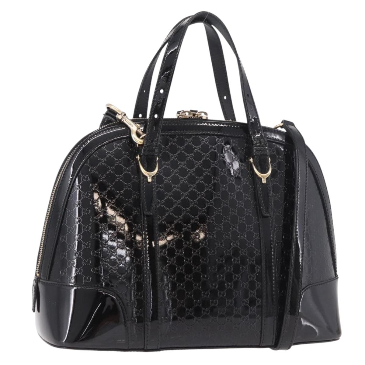 GUCCI Micro GG Canvas Bag Patent Leather 2way Outlet Black 309617 Auth 187261 - Jerrillo
