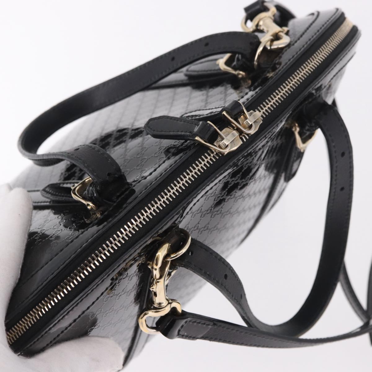 GUCCI Micro GG Canvas Bag Patent Leather 2way Outlet Black 309617 Auth 187261 - Jerrillo image 6