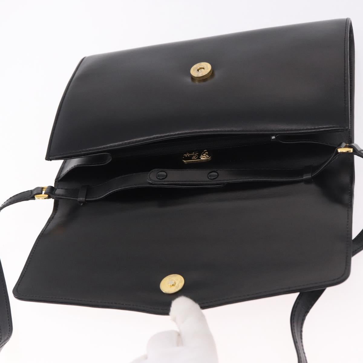 GUCCI Shoulder Bag Leather Black Gold Auth 187368 - Jerrillo image 10