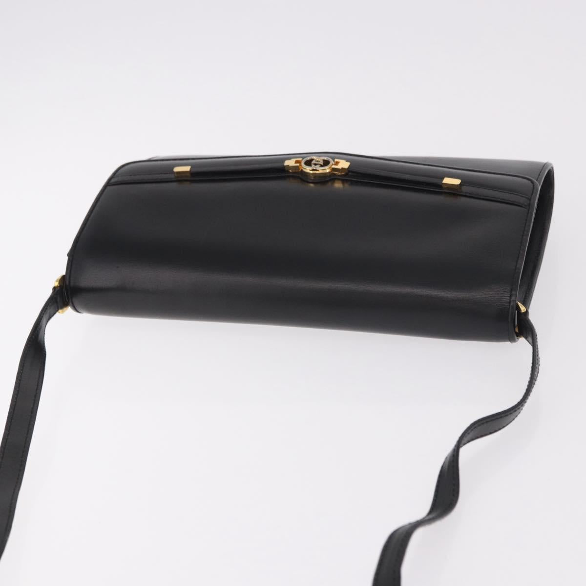 GUCCI Shoulder Bag Leather Black Gold Auth 187368 - Jerrillo image 6