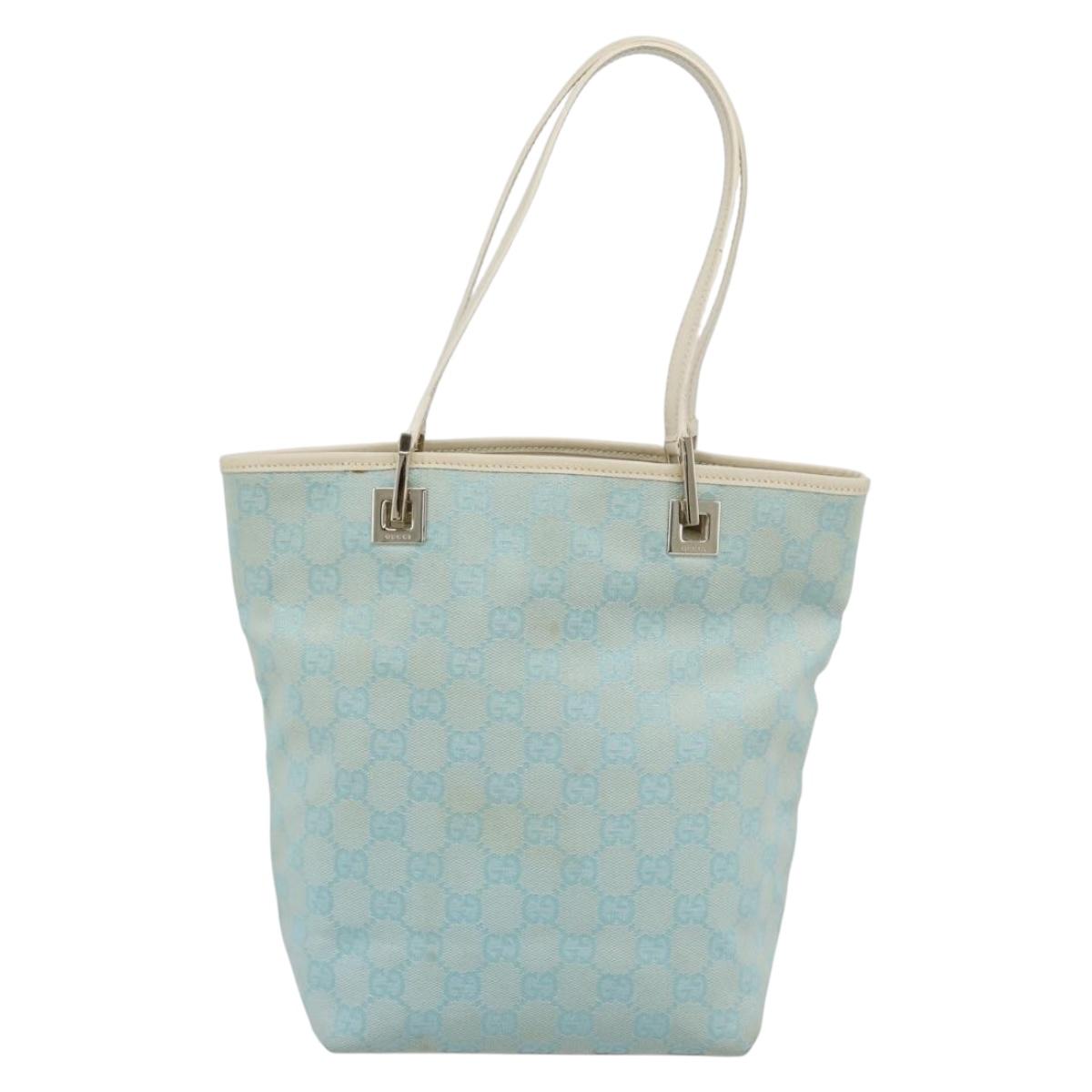 GUCCI GG Canvas Tote Bag Light Blue Gold 002 1099 2404 Auth 187412V - Jerrillo image 2