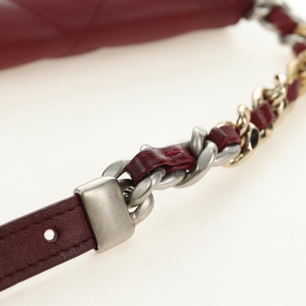 CHANEL Matelasse Shoulder Bag Calf Skin Silver Bordeaux CC Auth 187570V - Jerrillo image 10