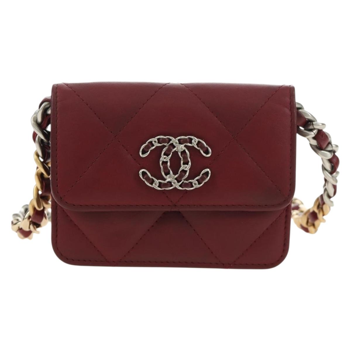 CHANEL Matelasse Shoulder Bag Calf Skin Silver Bordeaux CC Auth 187570V - Jerrillo image 2