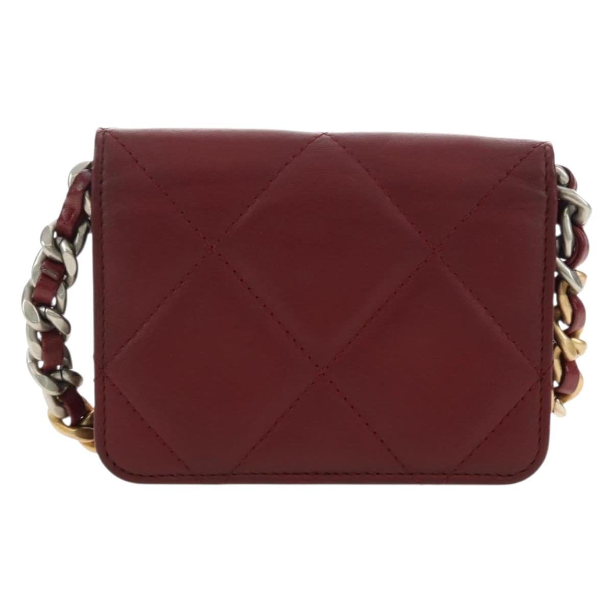 CHANEL Matelasse Shoulder Bag Calf Skin Silver Bordeaux CC Auth 187570V - Jerrillo image 3