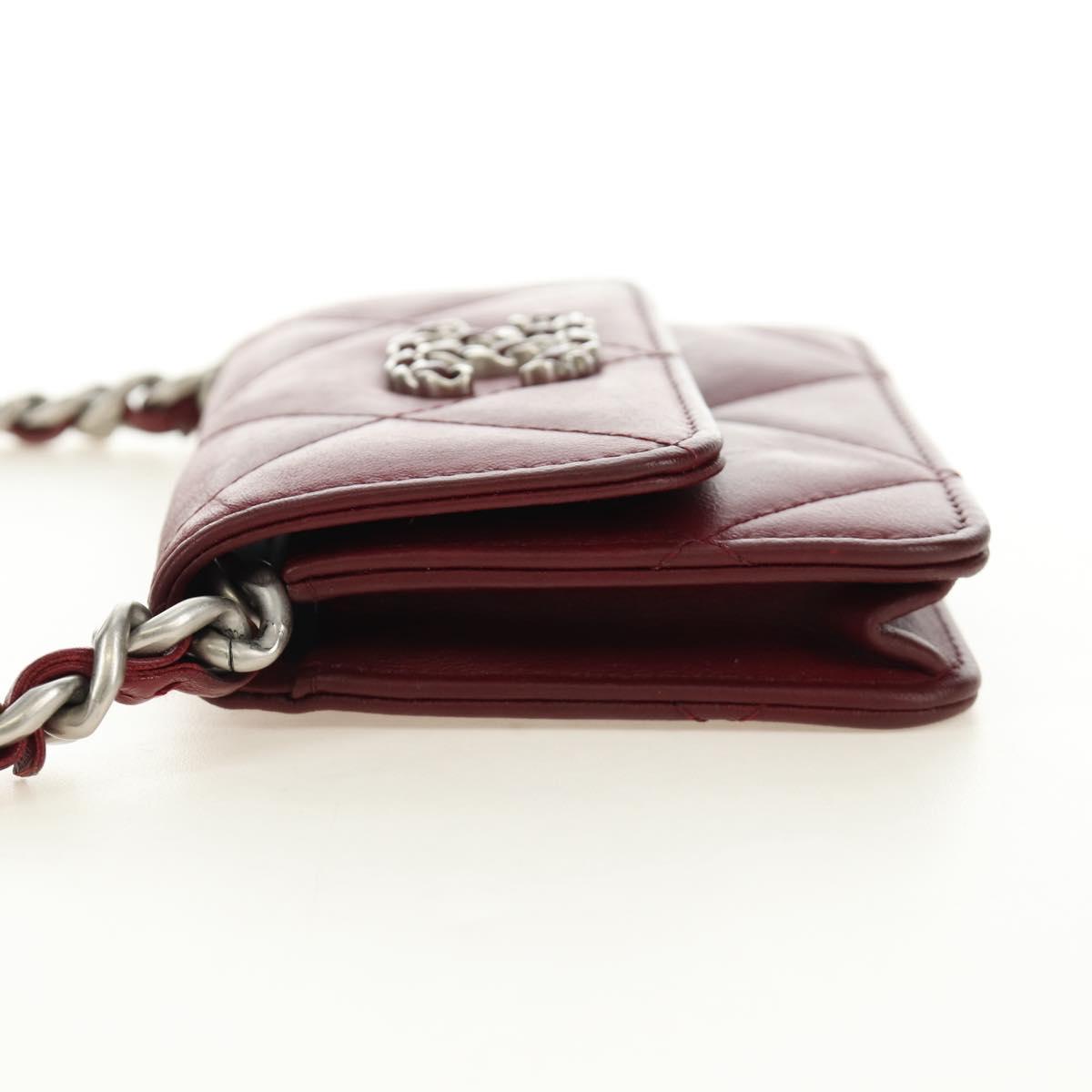 CHANEL Matelasse Shoulder Bag Calf Skin Silver Bordeaux CC Auth 187570V - Jerrillo image 4