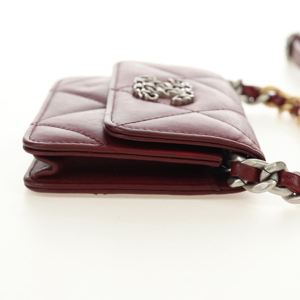 CHANEL Matelasse Shoulder Bag Calf Skin Silver Bordeaux CC Auth 187570V - Jerrillo image 5