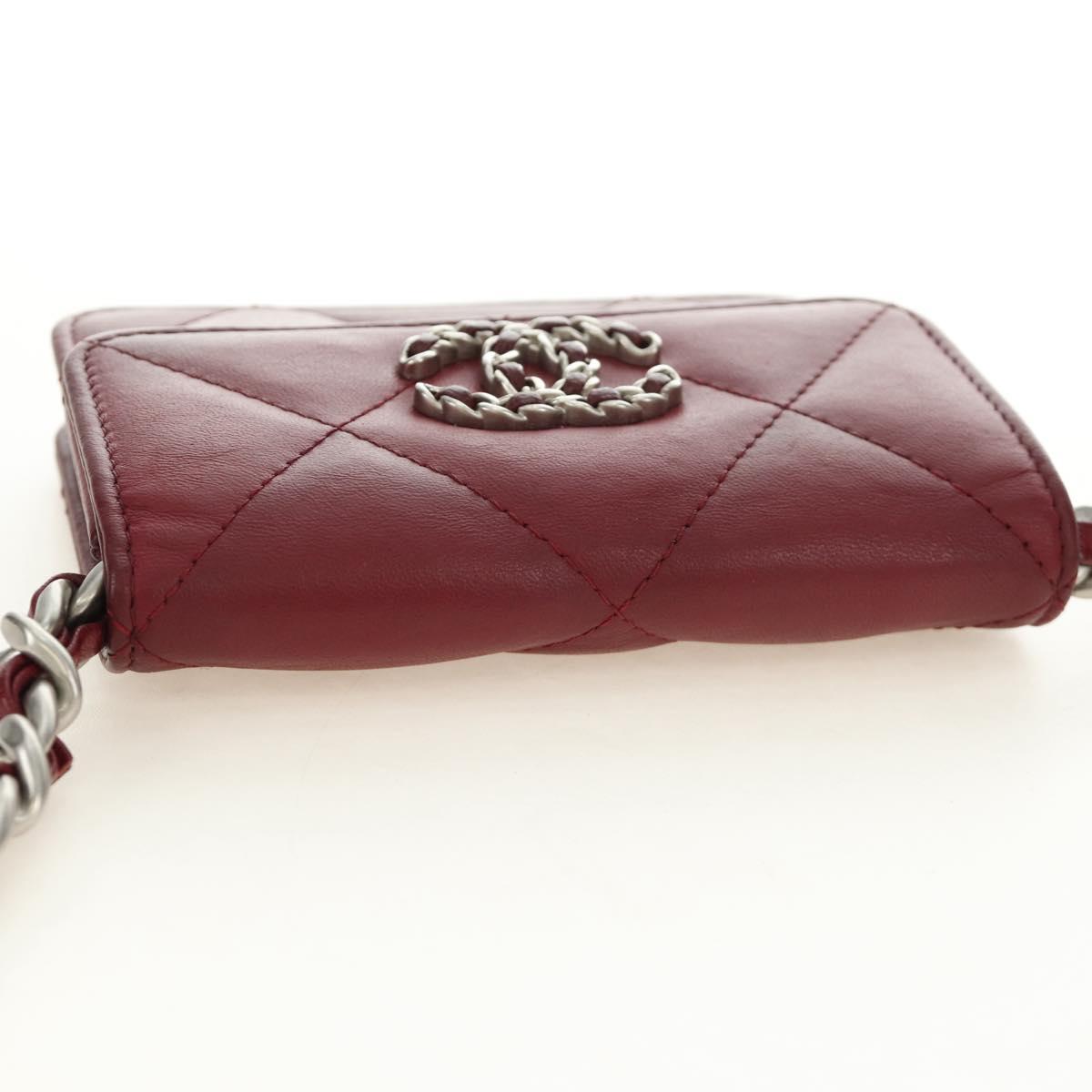 CHANEL Matelasse Shoulder Bag Calf Skin Silver Bordeaux CC Auth 187570V - Jerrillo image 6