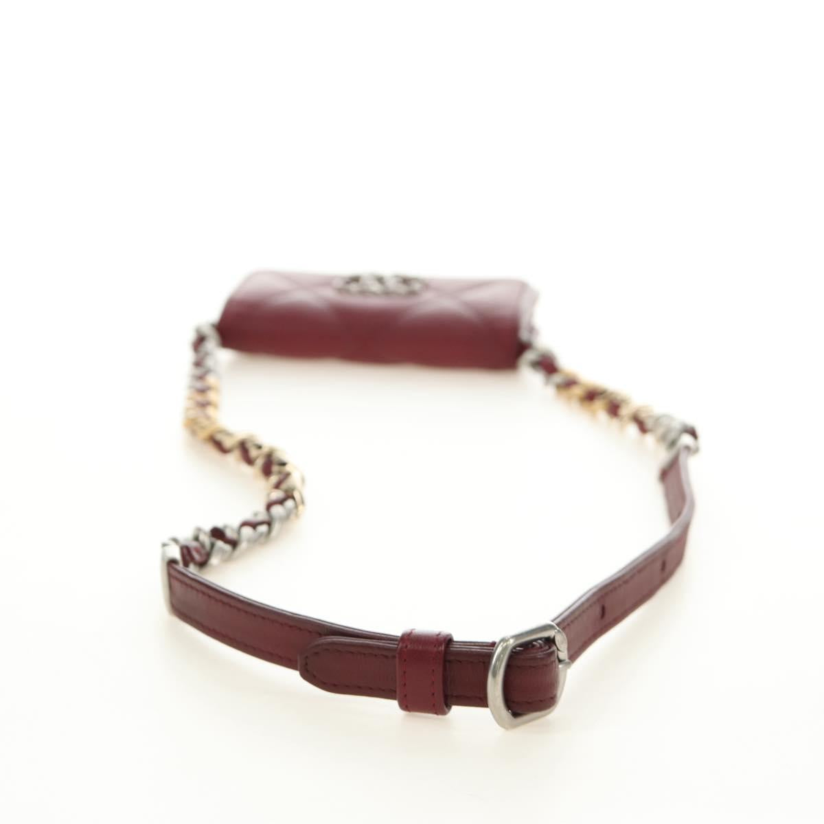 CHANEL Matelasse Shoulder Bag Calf Skin Silver Bordeaux CC Auth 187570V - Jerrillo image 7