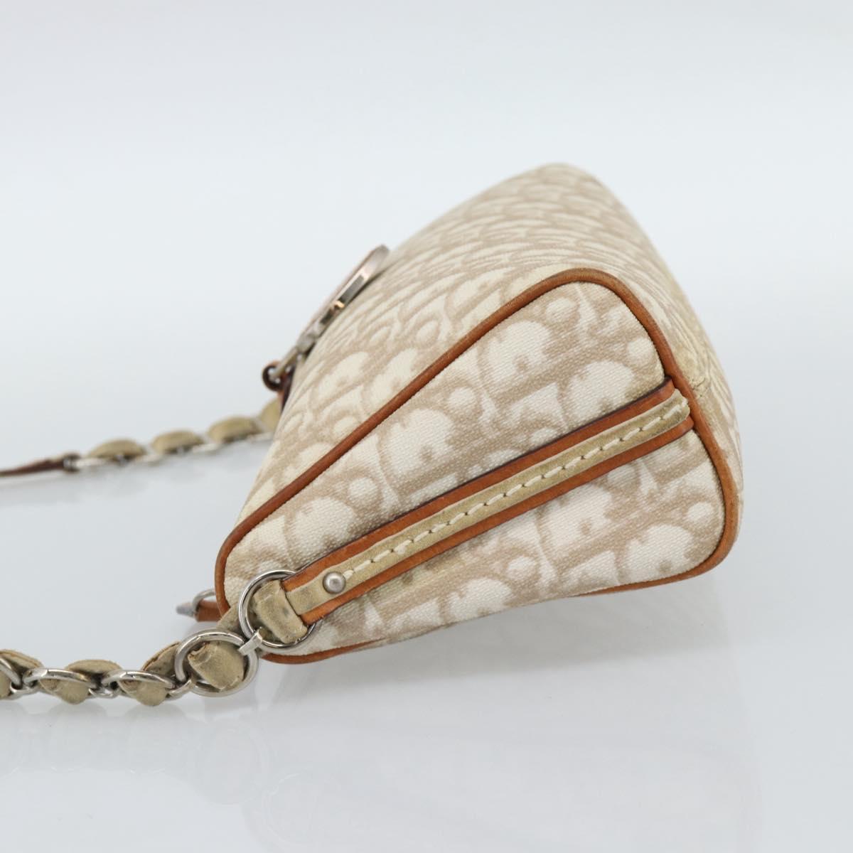 Christian Dior Trotter Canvas Chain Romantic Bag PVC Beige Silver Auth 187607V - Jerrillo image 3