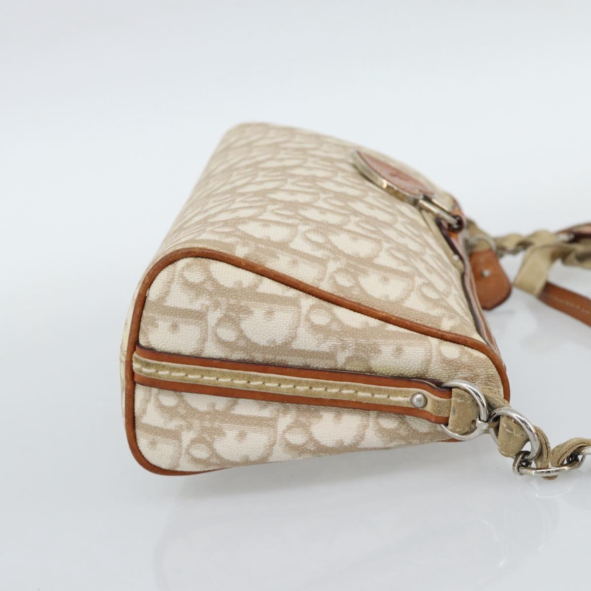 Christian Dior Trotter Canvas Chain Romantic Bag PVC Beige Silver Auth 187607V - Jerrillo image 4